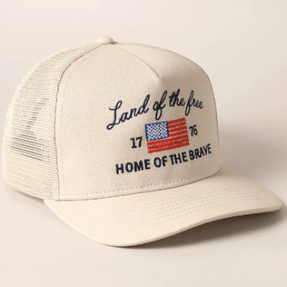 Land of the Free Embroidered Trucker Hat